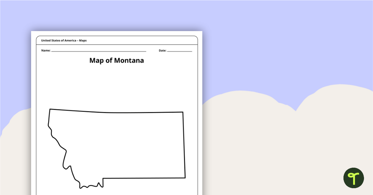 Blank Map of Montana Template teaching resource