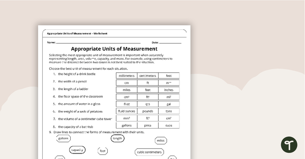 Preview image for Appropriate Units of Measurement – Worksheet - teaching resource