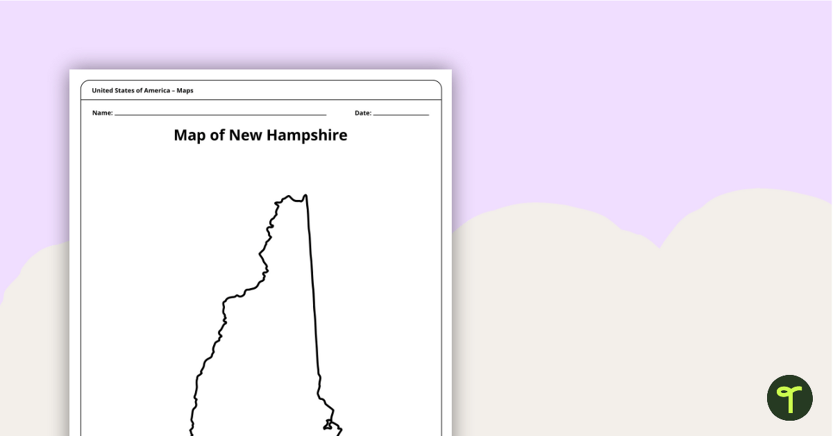 Map of New Hampshire Template teaching resource