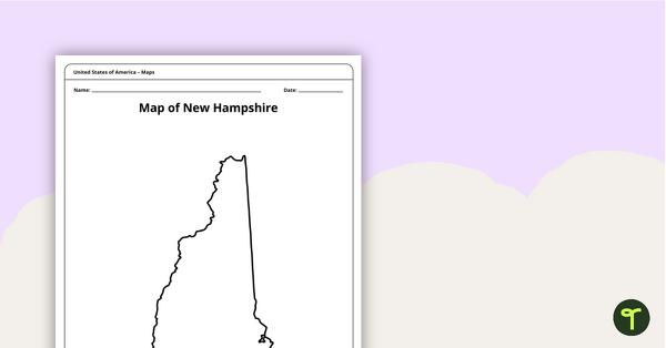 Preview image for Map of New Hampshire Template - teaching resource