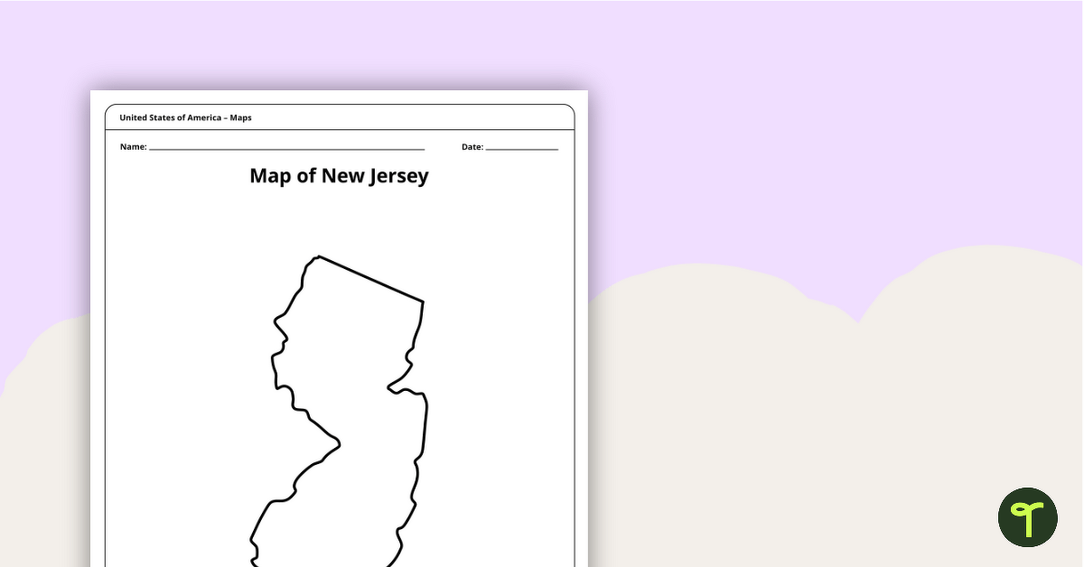 Map of New Jersey Template teaching resource