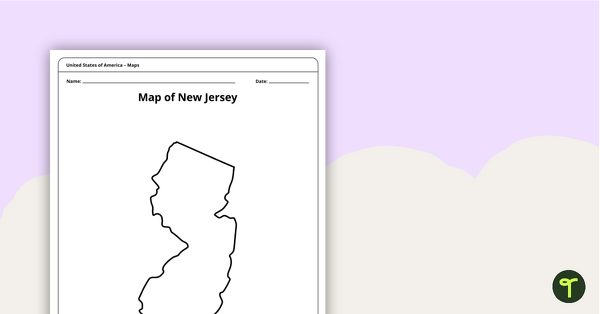 Preview image for Map of New Jersey Template - teaching resource