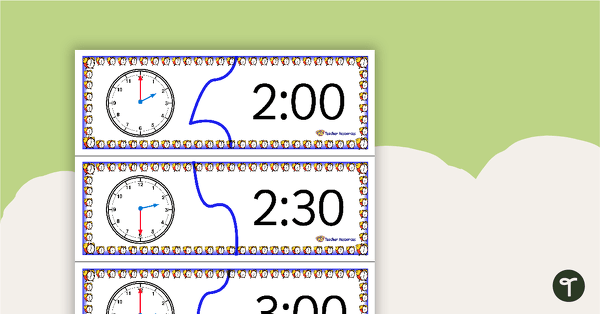Telling Time Puzzle - Half-Hour teaching resource