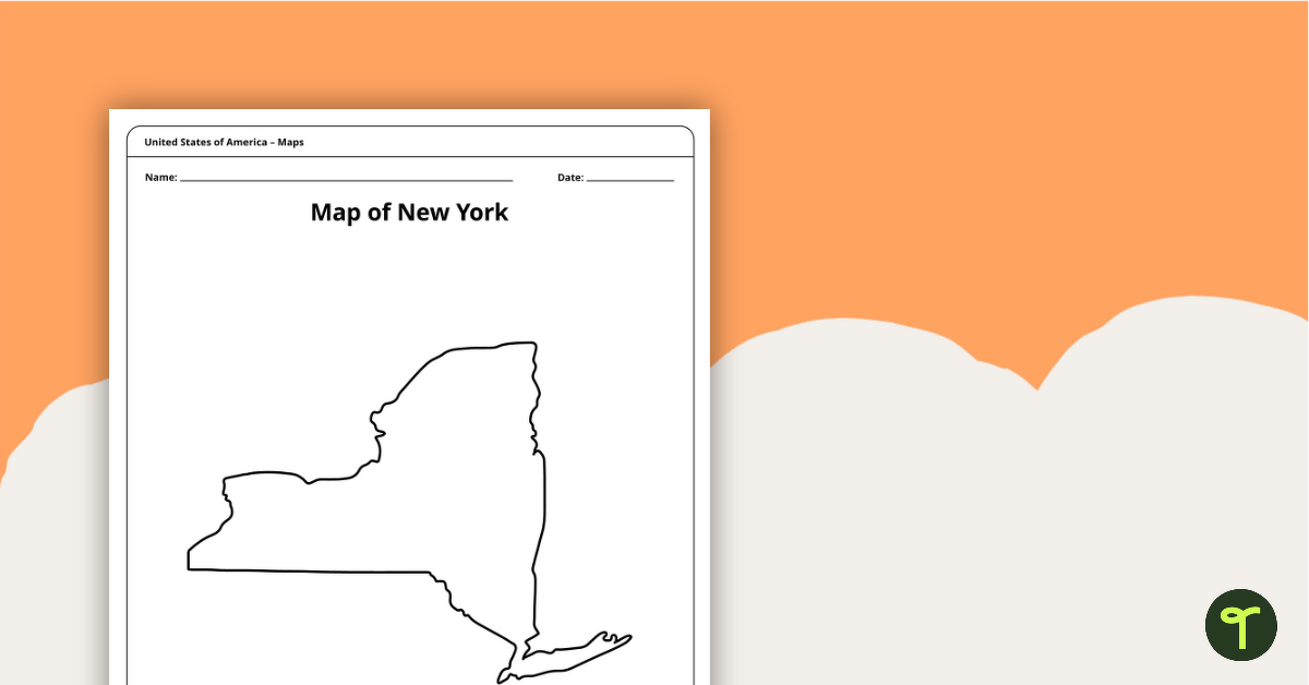 Blank Printable Map of New York teaching resource