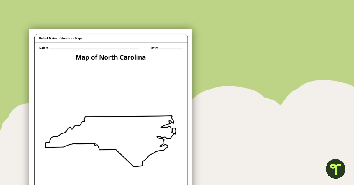 Map of North Carolina Template teaching resource