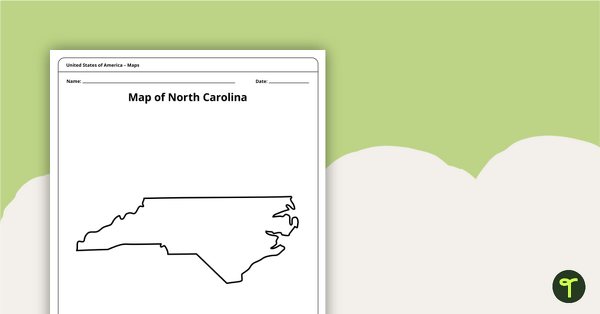 Map of North Carolina Template teaching resource
