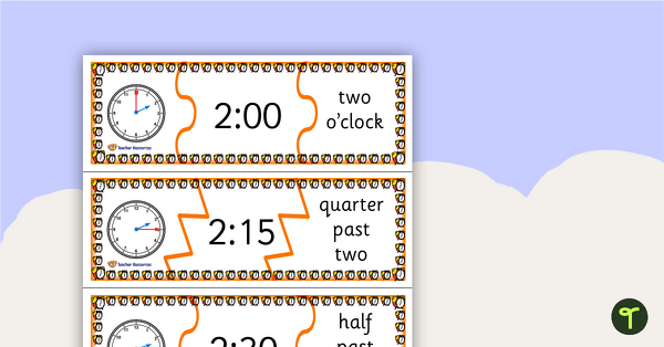 Telling Time Puzzle - Quarter Hour teaching resource