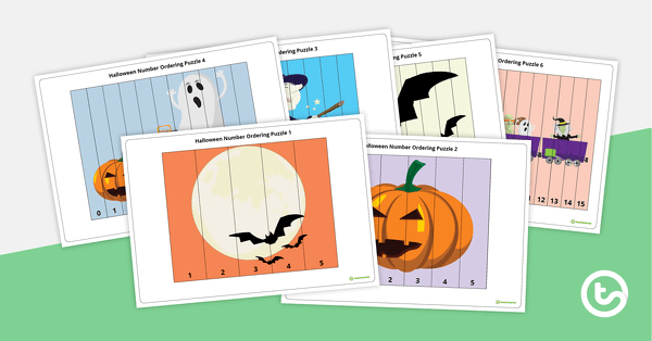 Preview image for Number Ordering Puzzles - Halloween Theme - teaching resource
