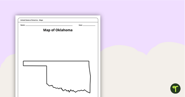 Blank Map of Oklahoma Template teaching resource