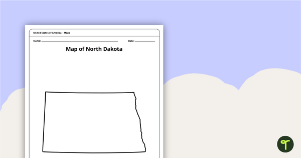 Preview image for Map of North Dakota Template - teaching resource