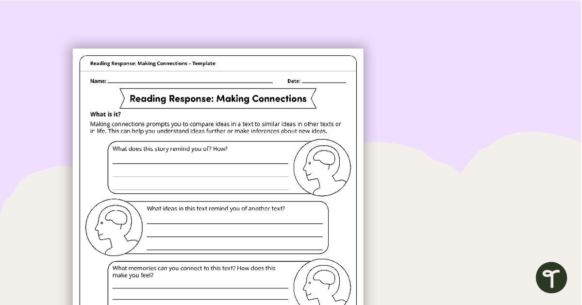 Reading Response Making Connections – Template teaching resource