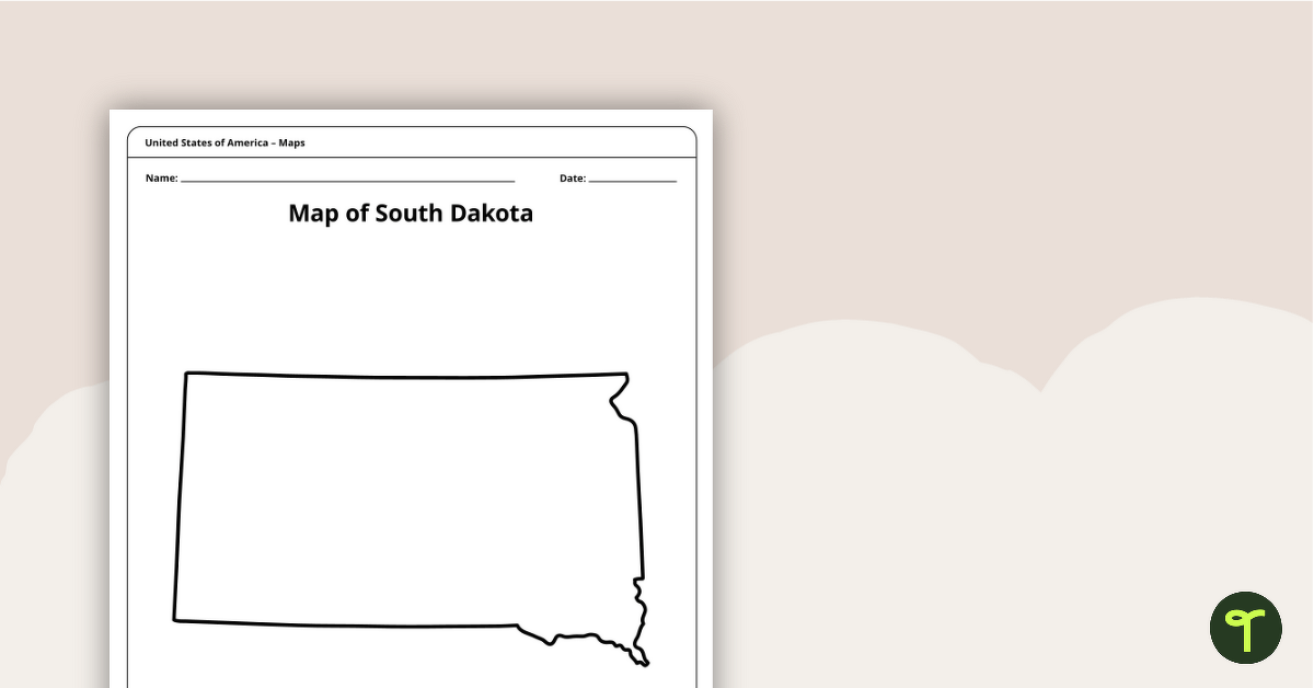 Blank Map of South Dakota Template teaching resource