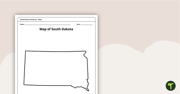 去南达科他州的空白地图模板教学资源