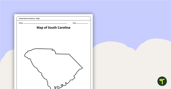 Blank Map of South Carolina Template teaching resource
