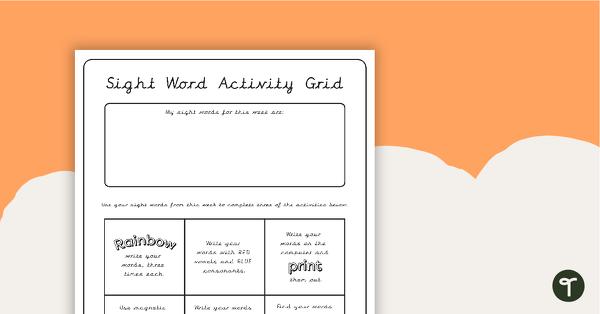 Go to Sight Word Activity Grid - Version 1 teaching resource