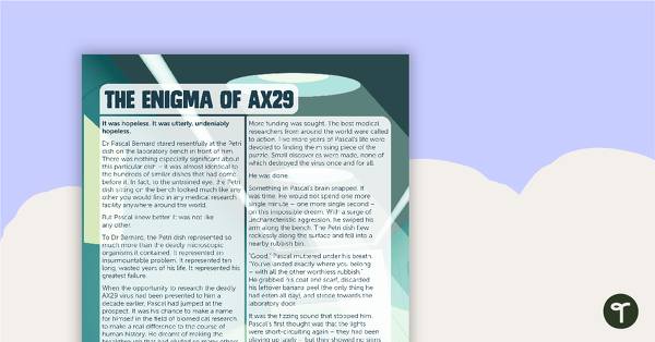 The Enigma of AX29 - Read and Respond Worksheet teaching resource