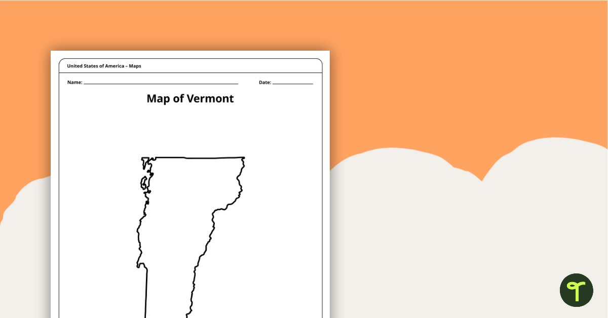 Map of Vermont Template teaching resource