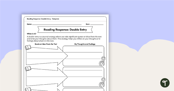 Preview image for Reading Response Double Entry – Template - teaching resource