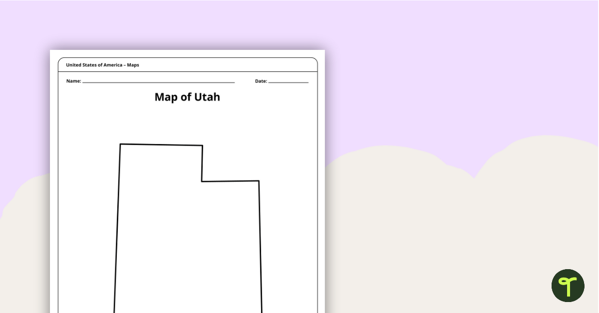 Map of Utah Template teaching resource