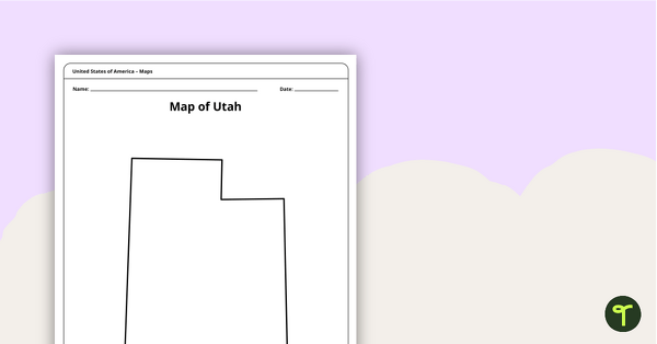 Map of Utah Template teaching resource
