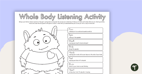 Whole Body Listening Poster and Matching Worksheet teaching resource