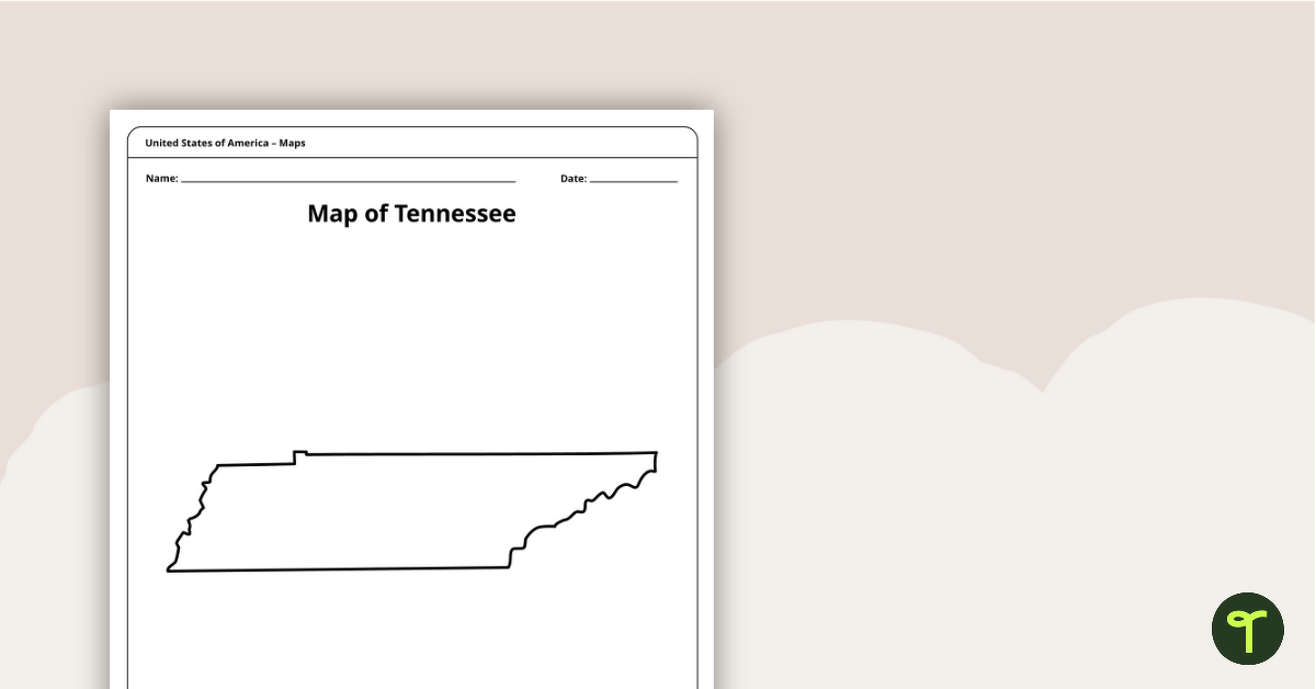 Map of Tennessee Template teaching resource