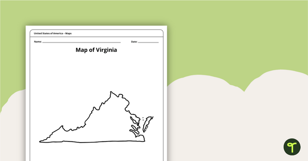 Blank Map of Virginia Template teaching resource