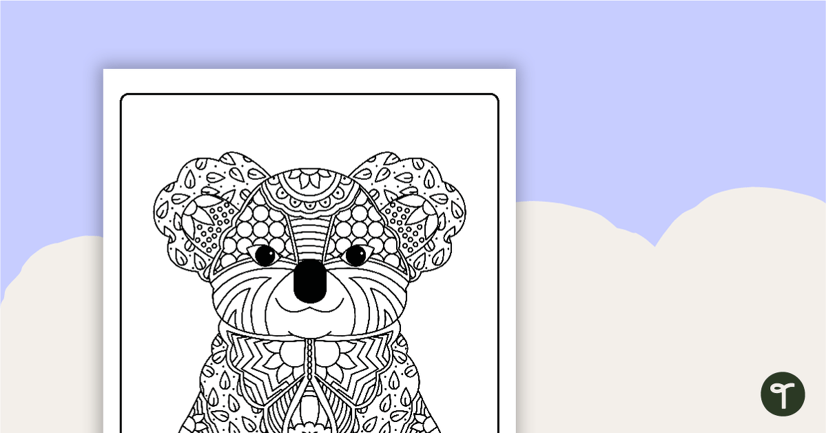 Koala Mindful Colouring Sheet teaching resource