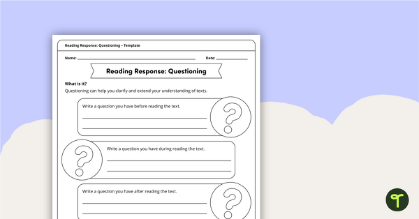 Reading Response Journal – Comprehension Templates teaching resource