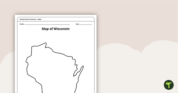 Preview image for Map of Wisconsin Template - teaching resource