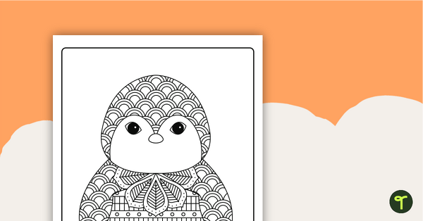 Penguin Mindful Colouring Sheet teaching resource