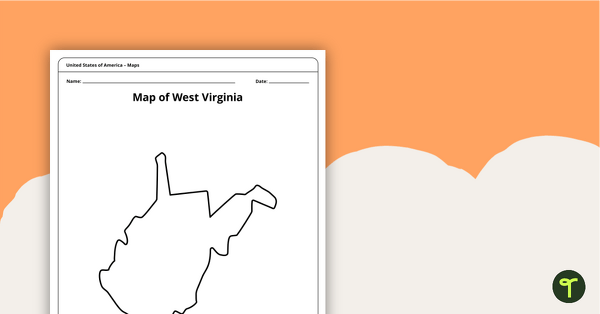 Blank Map of West Virginia Template teaching resource