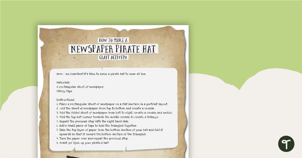 Preview image for How to Make a Newspaper Pirate Hat Craft Activity - teaching resource