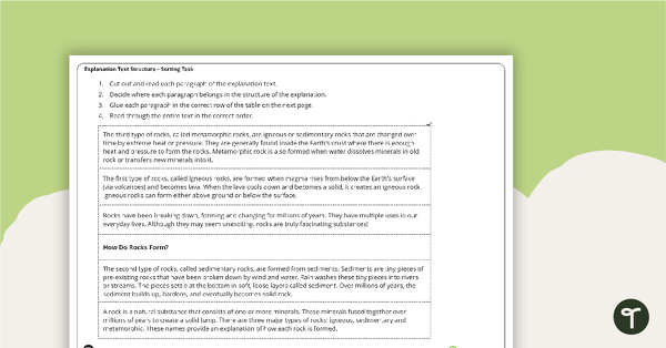 Go to How Do Rocks Form? – Explanation Text Structure Sorting Task teaching resource