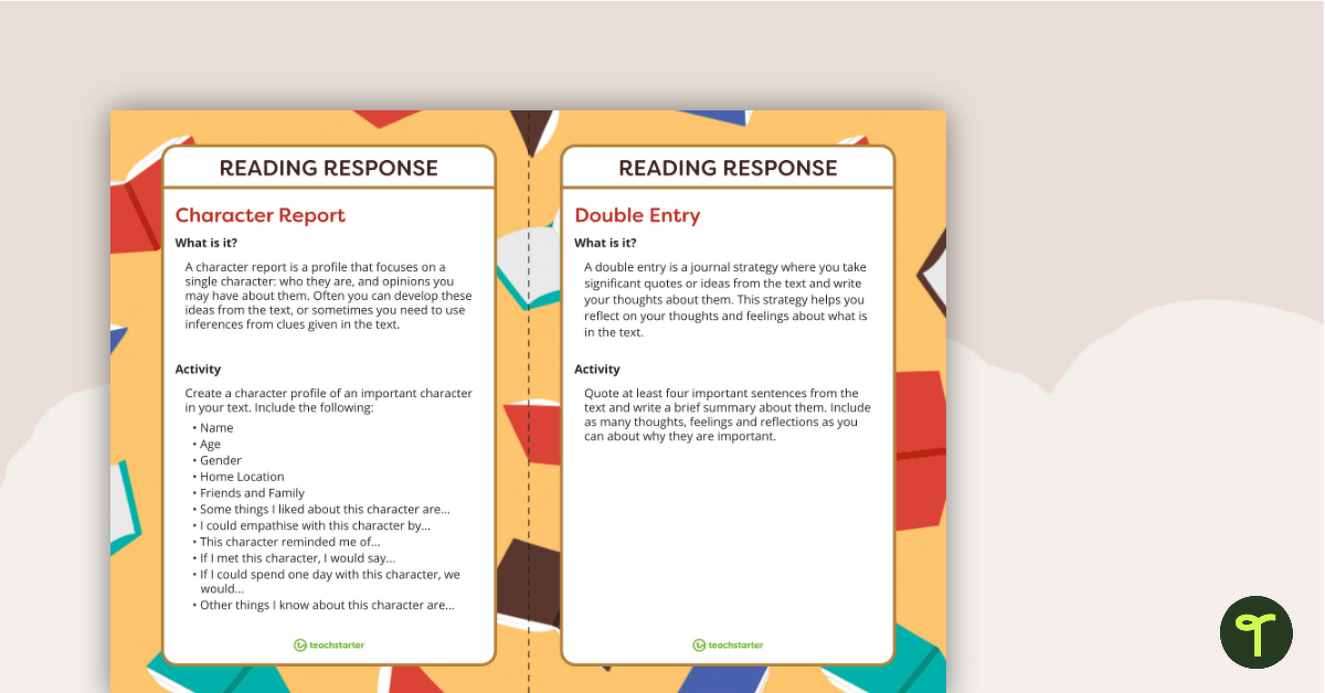 Reading Response Journal Task Cards teaching resource
