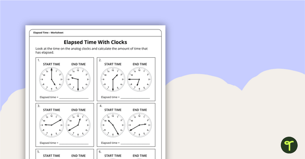 elapsed time with clocks worksheet teach starter