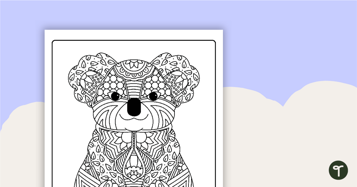 Koala Mindful Coloring Sheet teaching resource