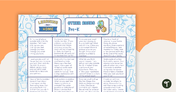 Pre–K – Week 4 Learning from Home Activity Grids teaching resource