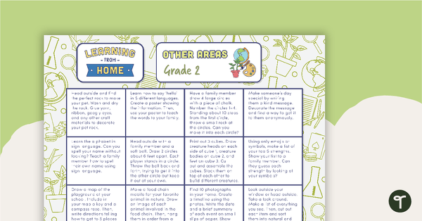 Grade 2 – Week 4 Learning from Home Activity Grids teaching resource