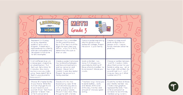 Grade 3 – Week 4 Learning from Home Activity Grids teaching resource