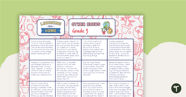 Grade 3 – Week 4 Learning from Home Activity Grids teaching resource