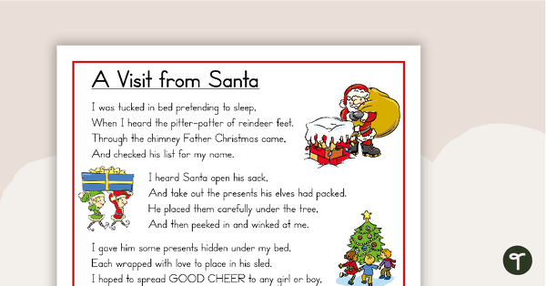 Preview image for Christmas Poem - A Visit from Santa - teaching resource