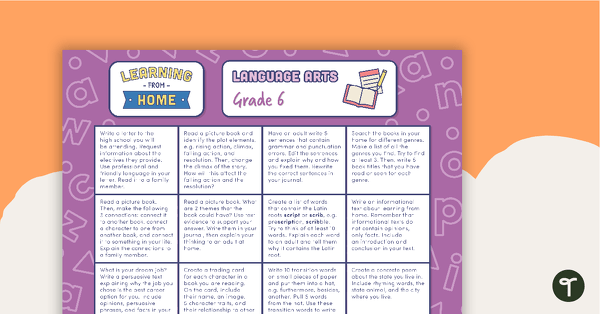 Grade 6 – Week 4 Learning from Home Activity Grids teaching resource