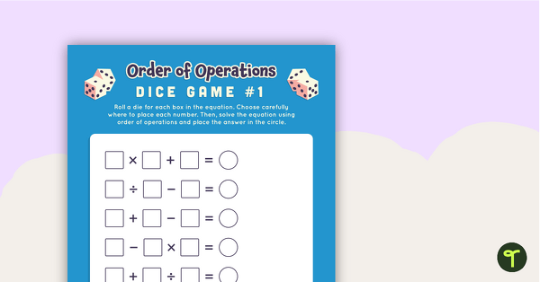Go to Order of Operations Dice Game teaching resource