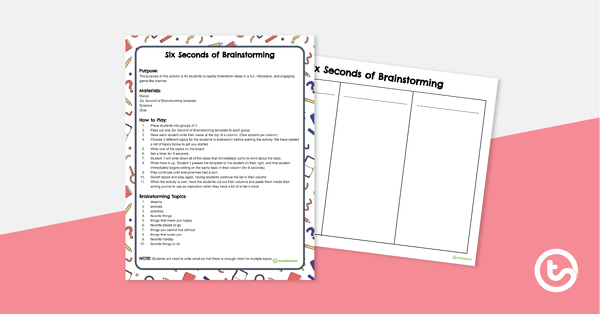 Preview image for Six Seconds of Brainstorming Activity - teaching resource