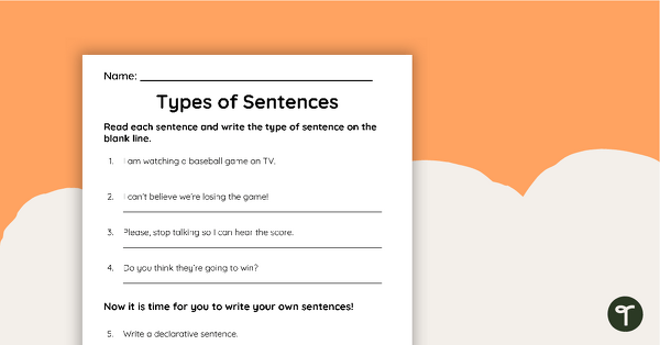 Preview image for Types of Sentences Review - teaching resource