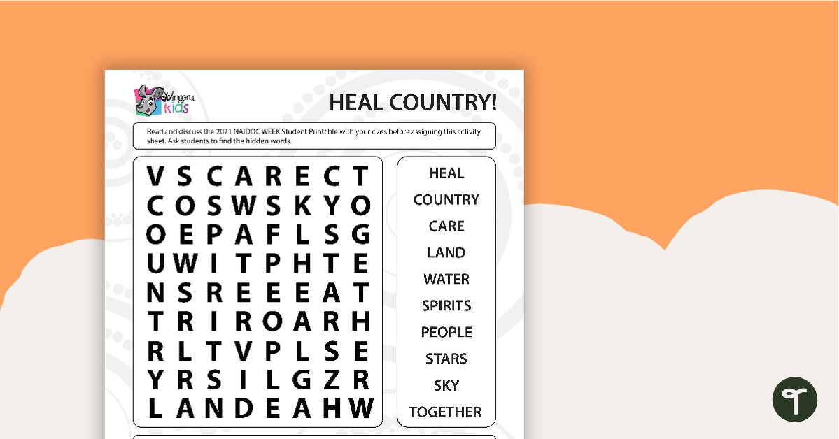 NAIDOC 2021 – Heal Country! - Word Search (Early Years) teaching resource