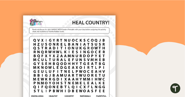NAIDOC 2021 – Heal Country!  - Word Search (Upper Years) teaching resource