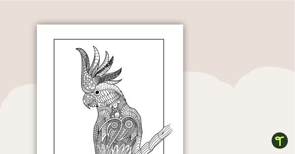Image of Cockatoo Mindful Colouring In Sheet