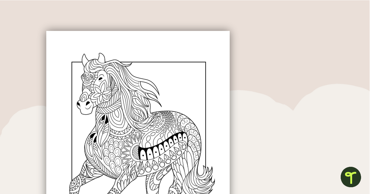 Horse Mindful Colouring In Sheet teaching resource